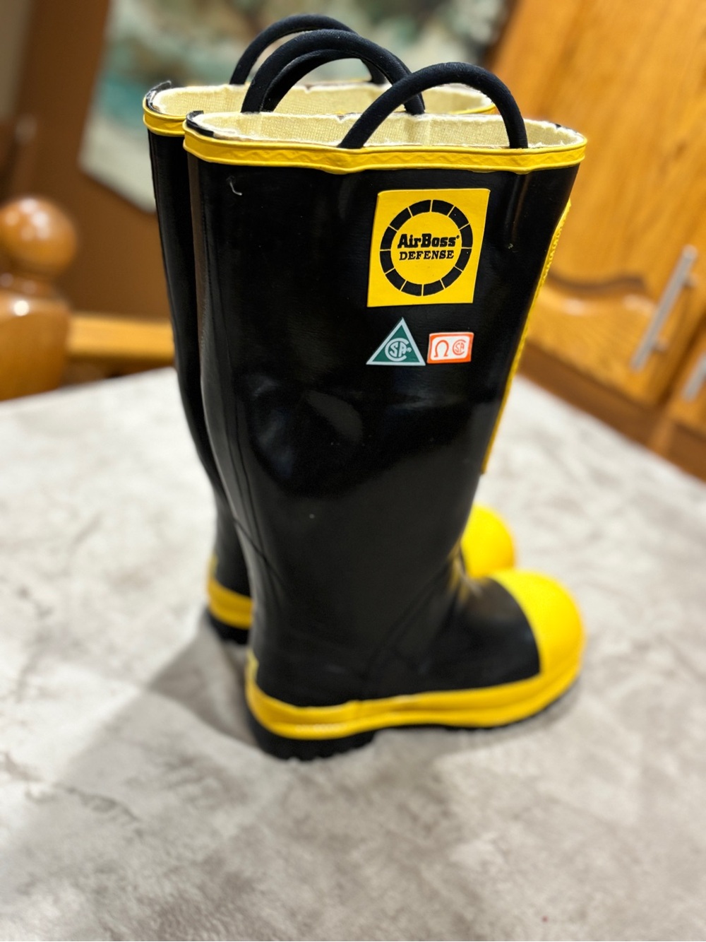 Air Boss Firefighters Defence steel toe rubber boots size 5